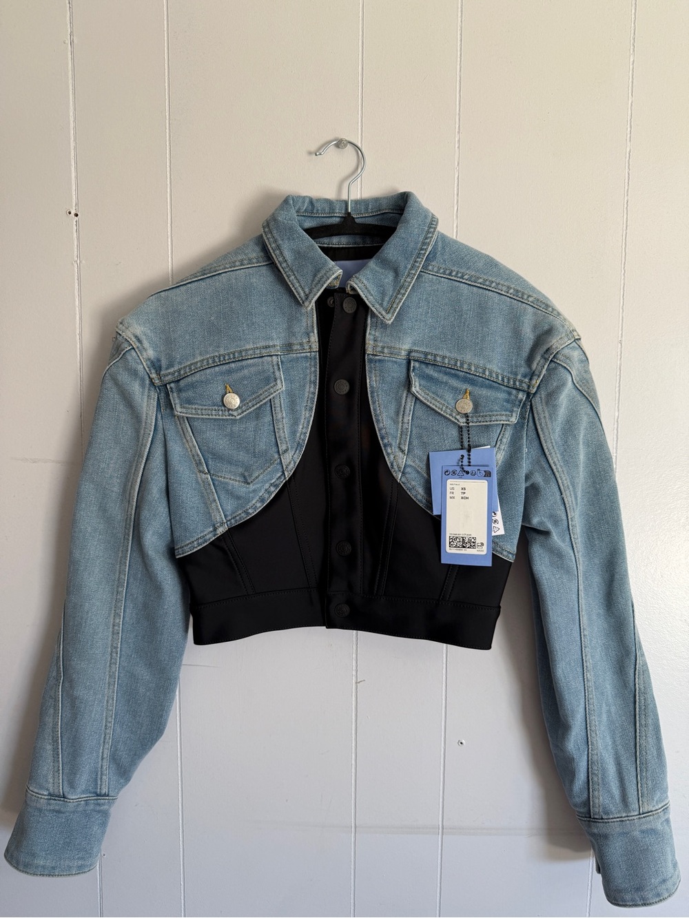 NWT Mugler H&M Defined-Waist Denim Crop Jacket